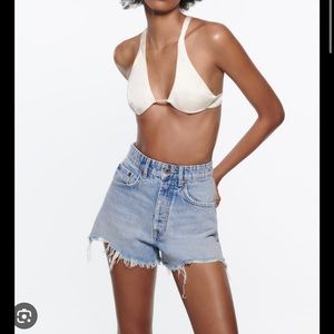 Zara high-rise denim shorts